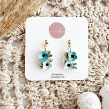 Load image into Gallery viewer, Blue Floraled Mini Dangles
