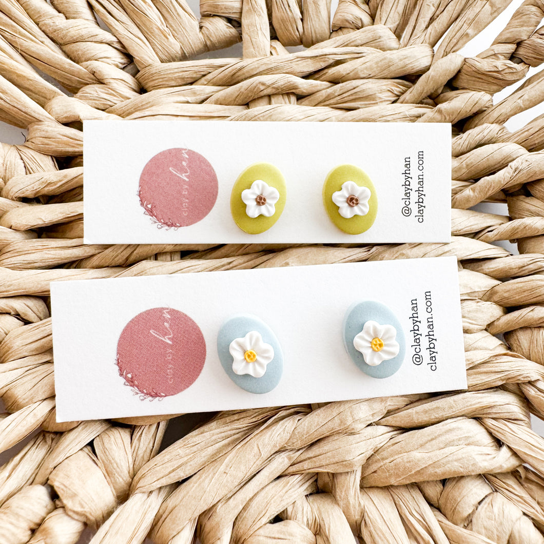 Small Flower Oval Studs