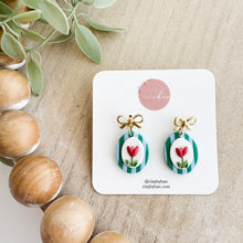 Load image into Gallery viewer, Stripe Framed Flower Dangles
