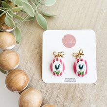 Load image into Gallery viewer, Stripe Framed Flower Dangles

