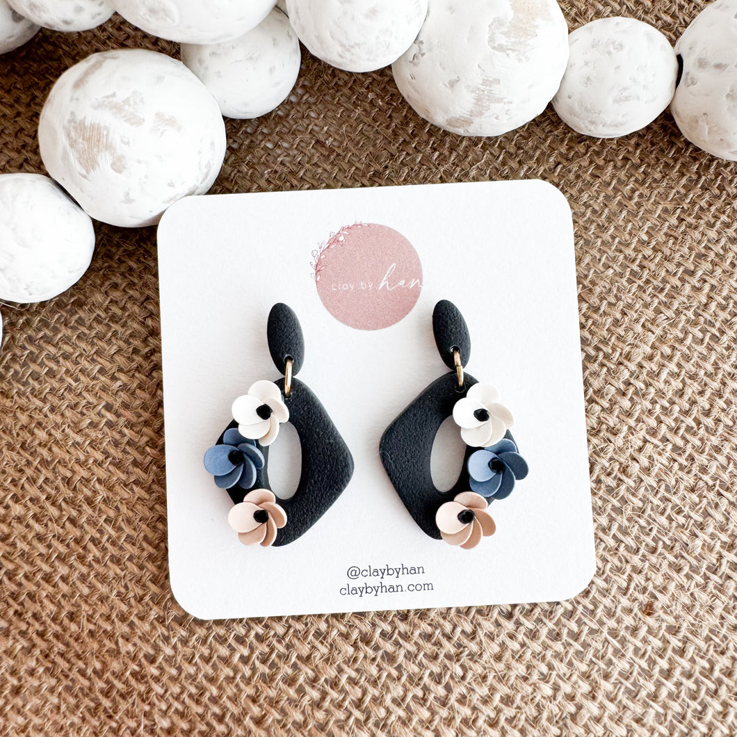 Navy Floral Diamonds